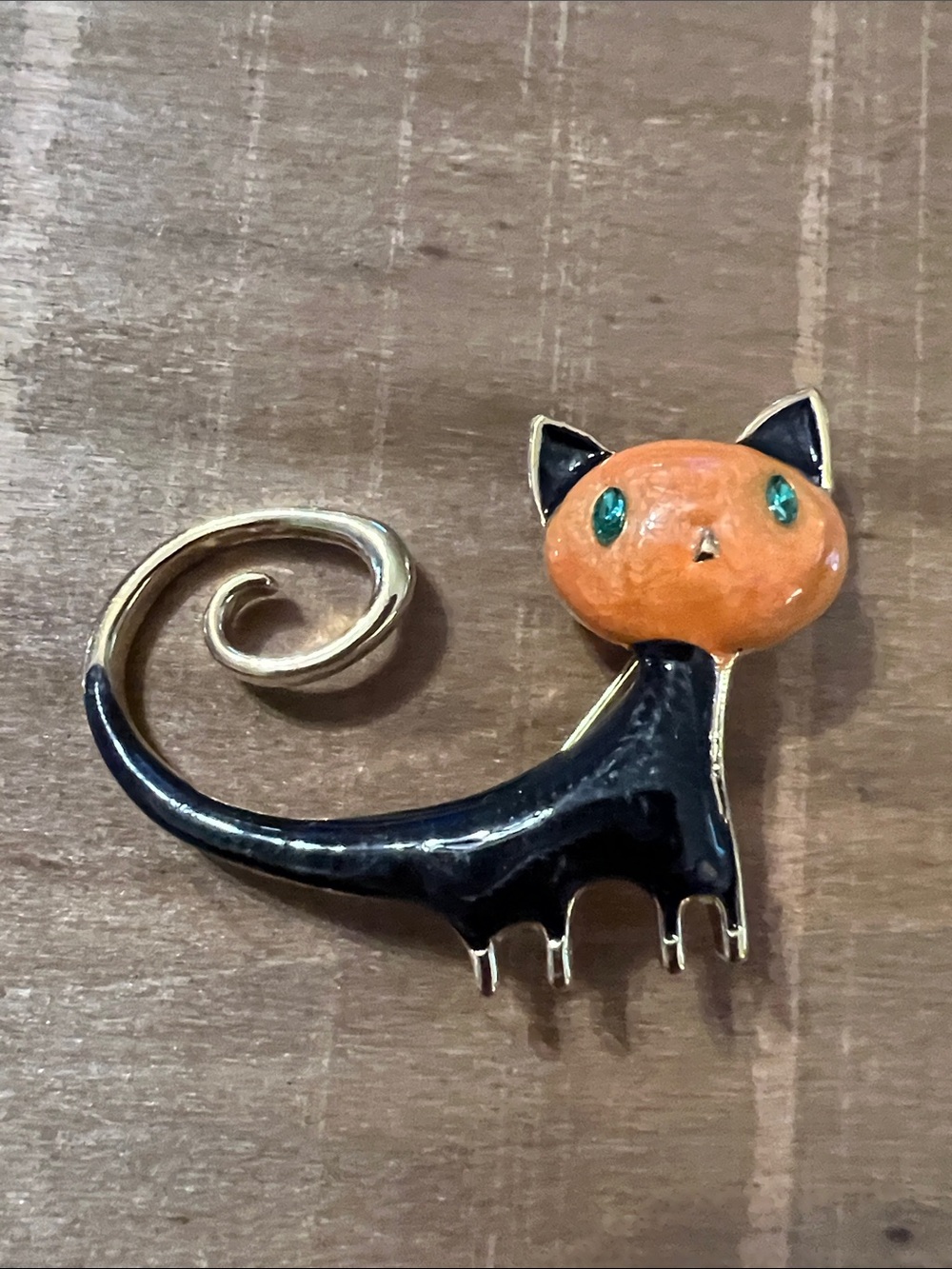 3/$18 Black and Orange Cat Enamel Brooch - Lot 284